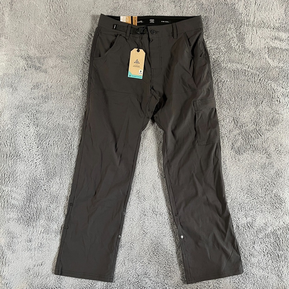 Prana Zion Pants II Relaxed Fit Straight Leg Dark Iron Men's 31x30 Grey Stretch